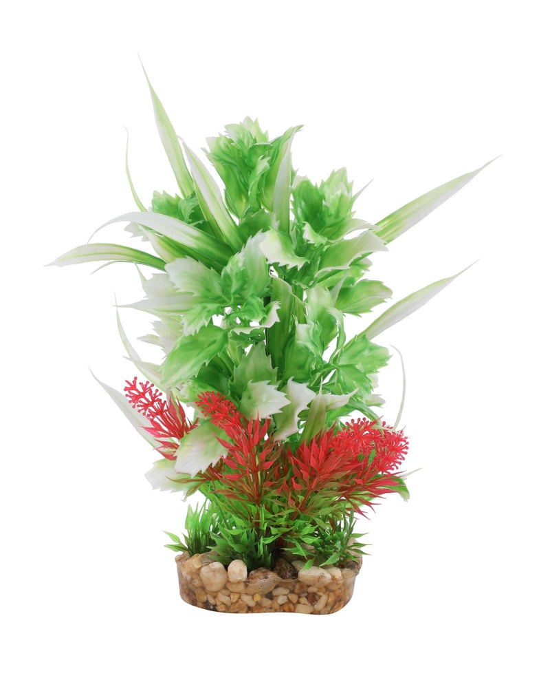 CNZ 3 Pcs Assorted Lifelike Aquarium Plastic Plant Decoration with Gravel Base, 8-inch, Orange, Green, Purple (3pcs8inchGB) - Image 2